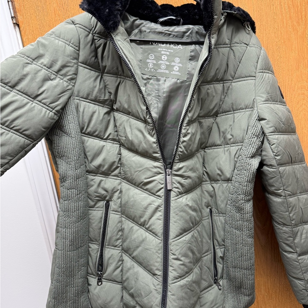 Nautica Women's Green Quilted Puffer Jacket